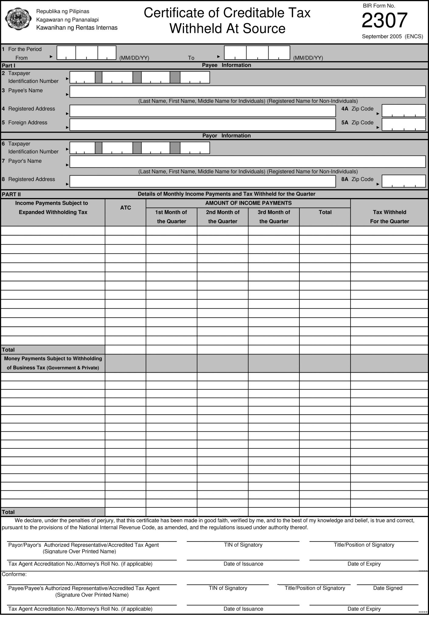 BIR Form 2307