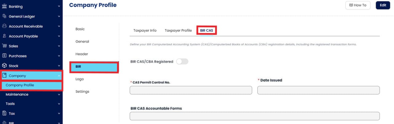 Update BIR CAS/CBA Toggle Set-up in QNE AI Cloud Accounting